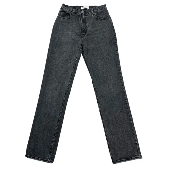 Abercrombie 90s Straight Jeans 4-Long/27L Ultra High-Rise Black Wash Retro Goth - Picture 1 of 9